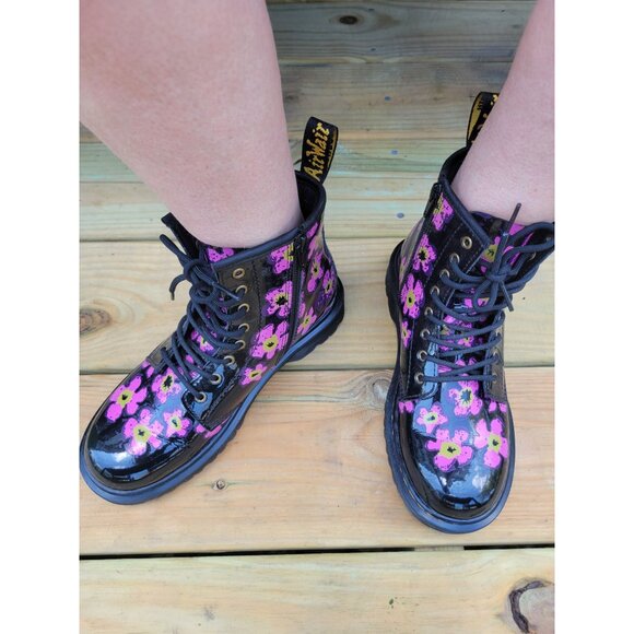 Doctor Martens JUNIOR 1460 PANSY PATENT LEATHER LACE UP BOOTS DR DOC WOMENS 5 36 - Picture 16 of 16